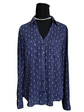 Express Navy Anchor Women's Blouse